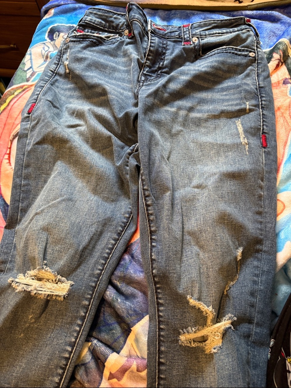 True Religion Women's Distressed Blue Denim Jeans